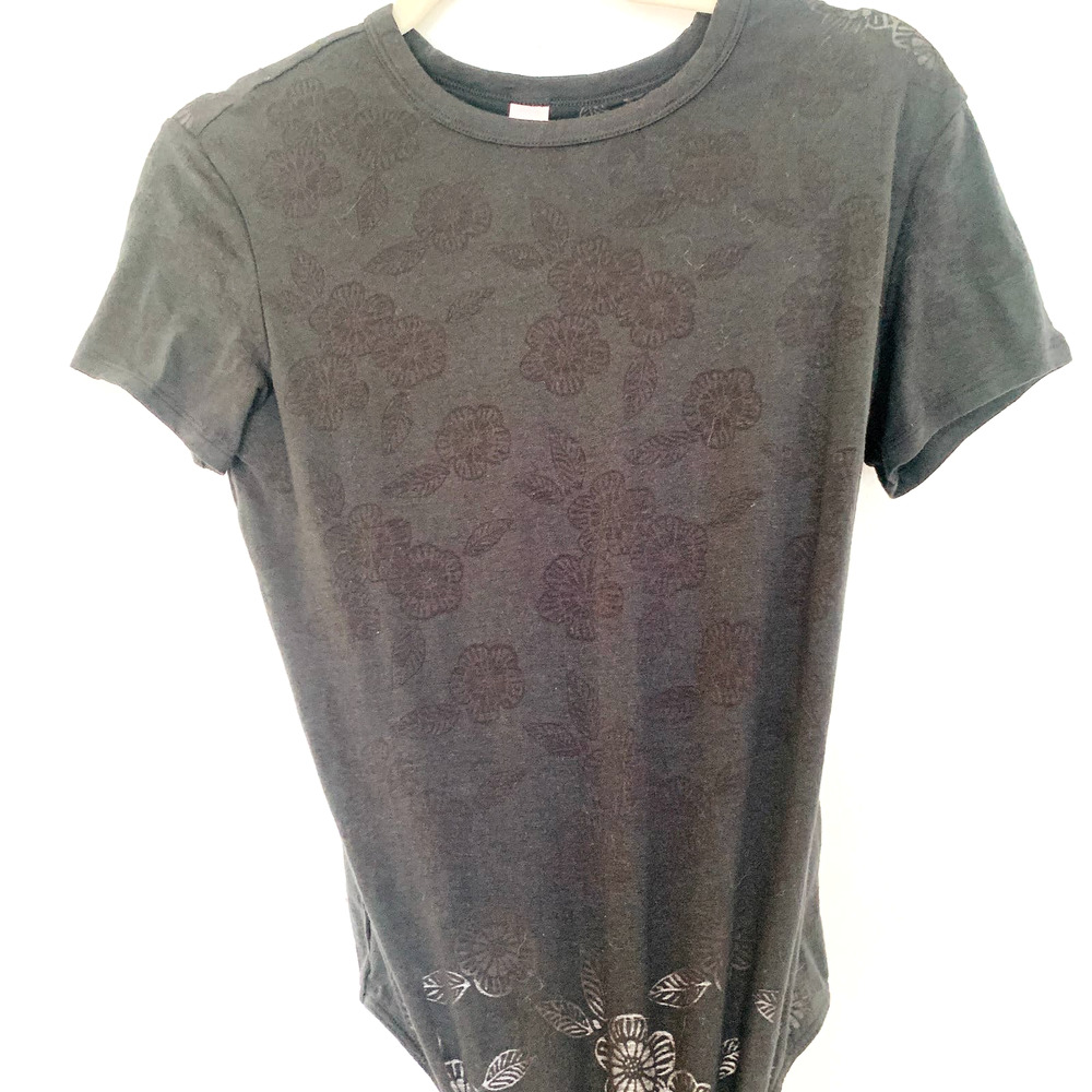 Victoria's Secret Black Floral Short Sleeve Bodysuit S